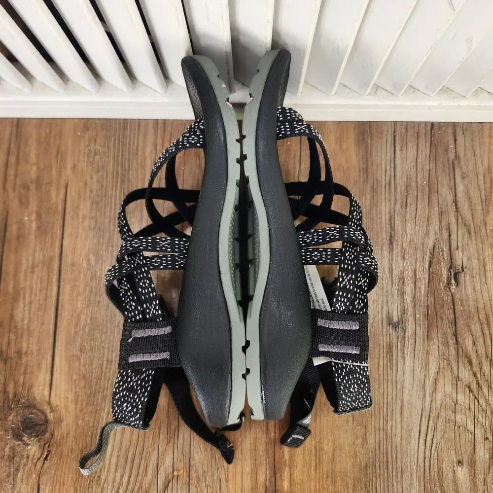 Chaco ZX1 Ecotread Hugs and Kisses Kid 13M Black Pink Strappy Adjustable Sandals